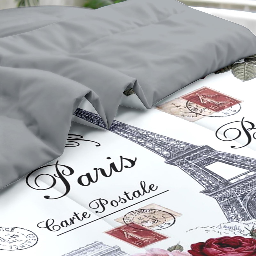 King Comforter Set with Sheets, 7 Pieces Paris Vintage Bedding