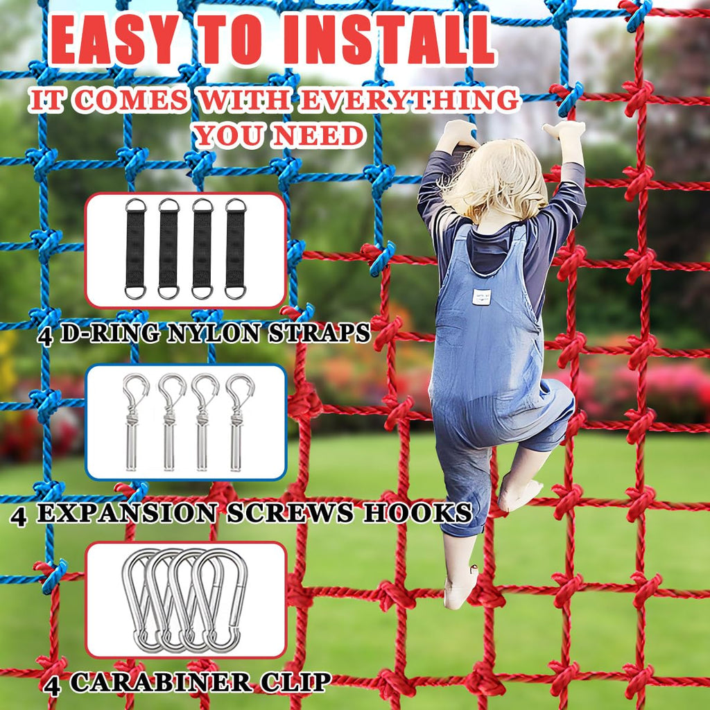 Climbing Cargo Net, Polyester Playground Climbing Net, Heavy Duty Large Military Climbing Net for Kids Outdoor, Kids
