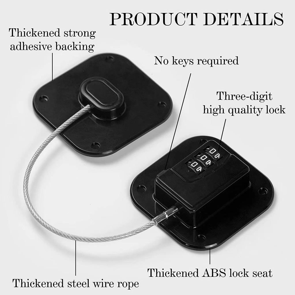 Child Safety Cabinet Locks,Fridge Lock,Closet Locks,Cabinet Lock,Black 2Pcs