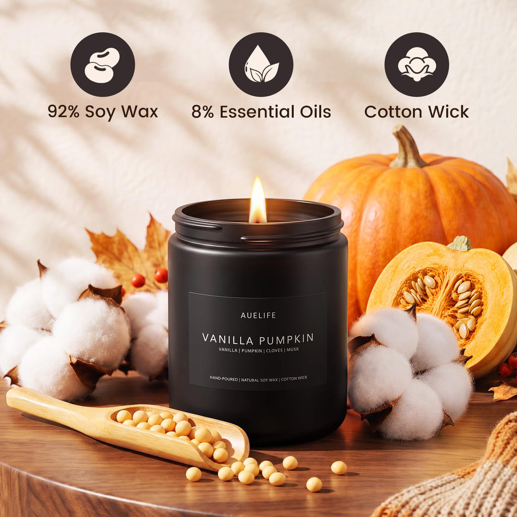 Fall Candle, Vanilla Pumpkin Scented, Soy Wax