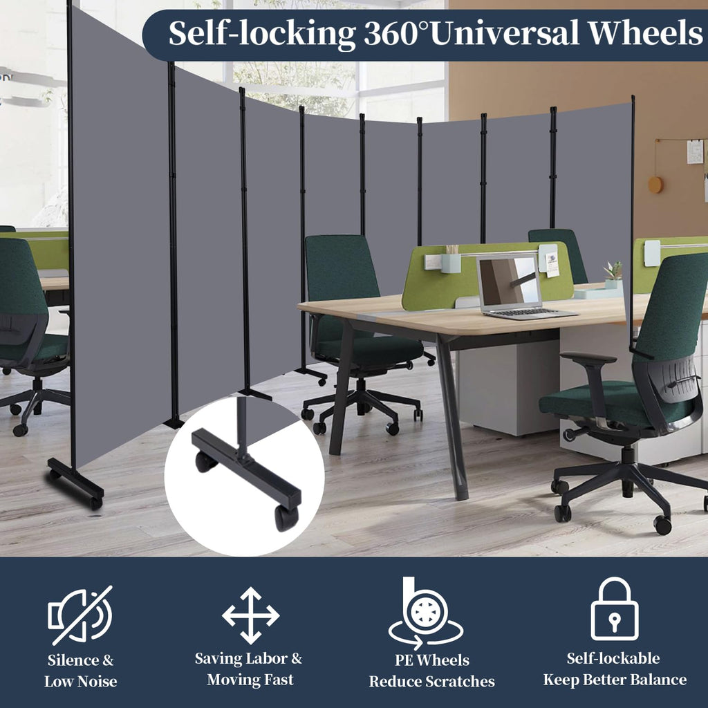 Room Divider 6 Panel-176''Wide Folding Privacy Screen, Large Partition Wall
