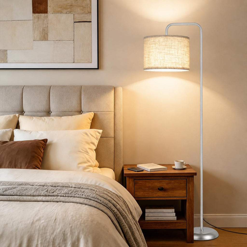 Floor Lamp, ‌Silver‌ Standing Floor Lamp with 3CCT Bulb