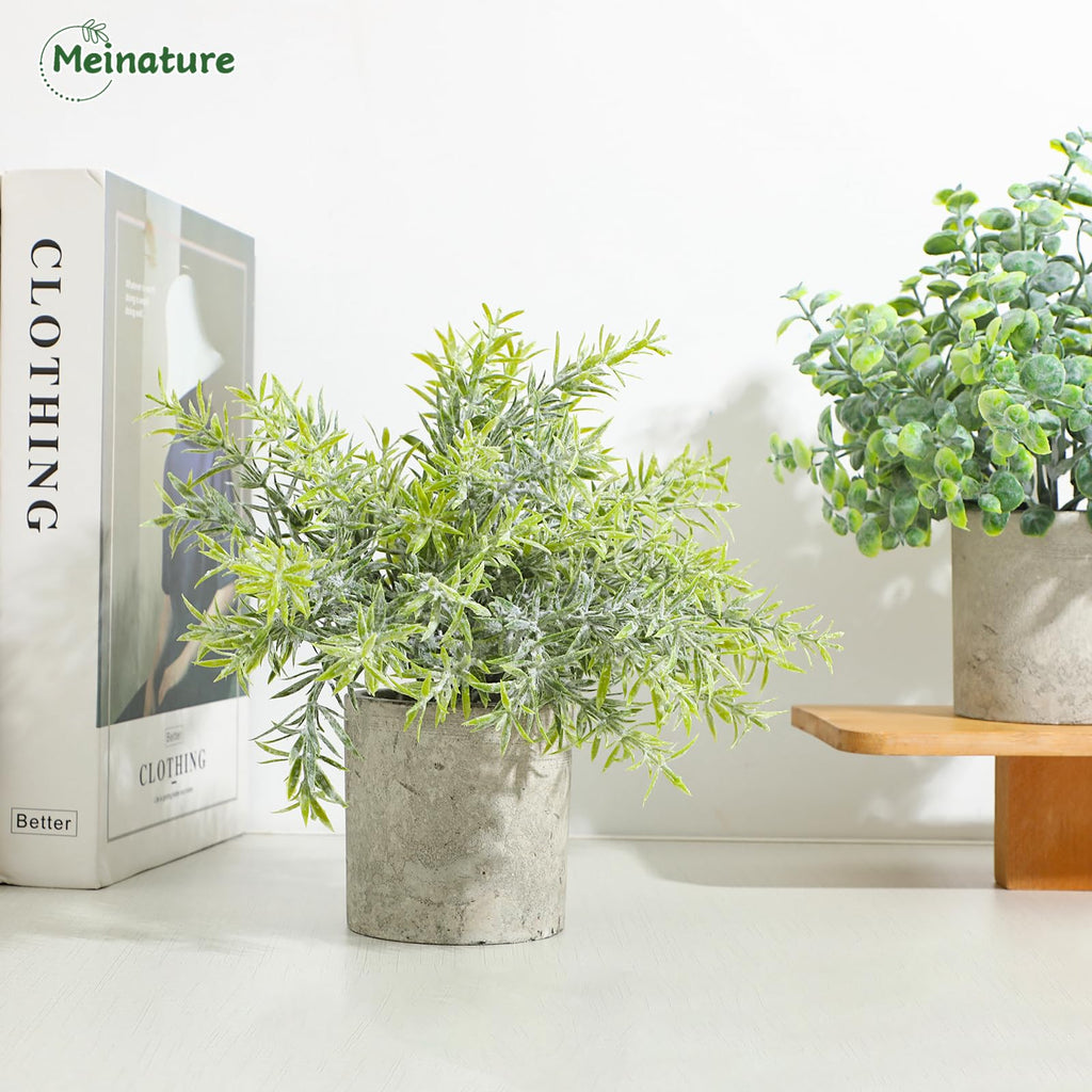 3 Pack Life-Like Potted Fake Plant, Artificial Plants Indoor, Artificial Frost-Hung Green Plants, No Need for