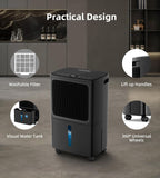 2500 Sq.Ft Dehumidifiers for Home with Drain Hose Max 34 Pints, Dehumidifier for Basement, Bathroom, Bedroom
