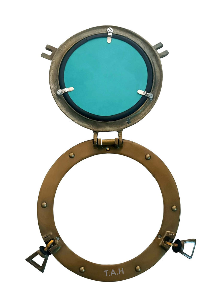 Antique Brass 9 Inch Mirror Porthole Wall Hanging Nautical Home Decorative Gift