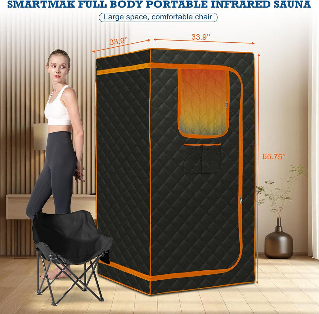Smartmak Portable Infrared Sauna,1 Person Infrared Sauna Box with 660nm Red Light Therapy