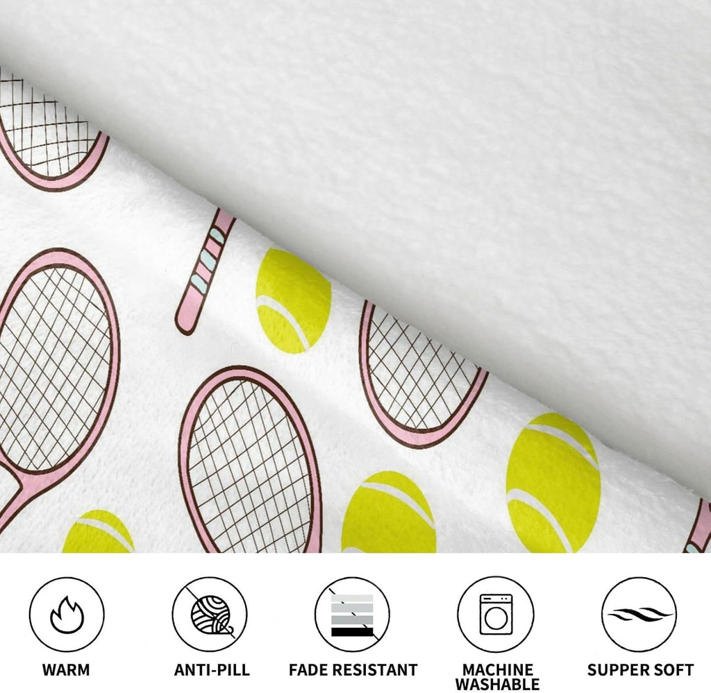 Sports Seamless Pattern With Tennis Ball And Racket Icons In Flat Design Style Adult Flannel Hooded Blanket
