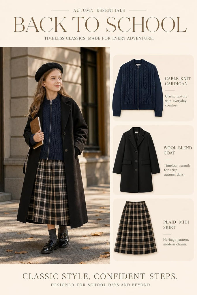 Girls Zipper Knit Sweater Cardigan School Uniform Jacket