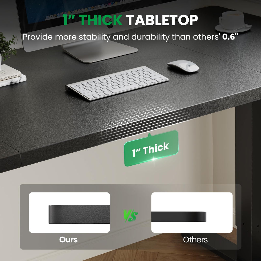 Black 71x30 In Electric Standing Desk, 1 Inch Thick Tabletop