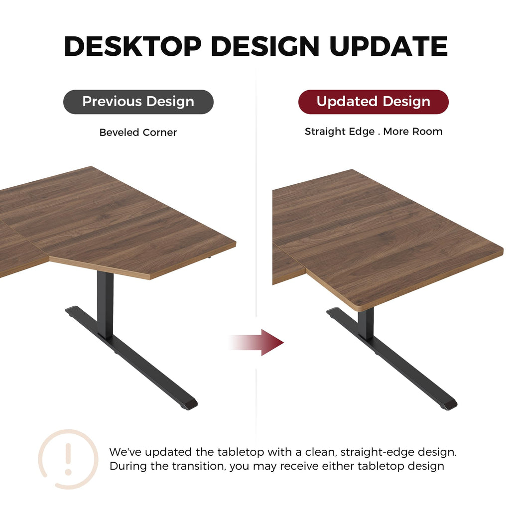55 x 32 Inch Corner L Shaped Electric Standing Desk, Dark Walnut