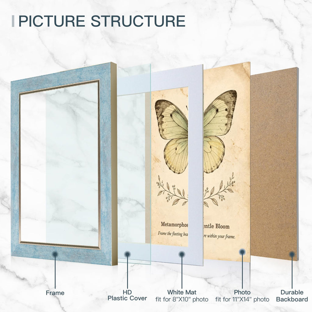 11x14 Picture Frames Set of 4, Rustic Retro Photo Frame(Multicolor)