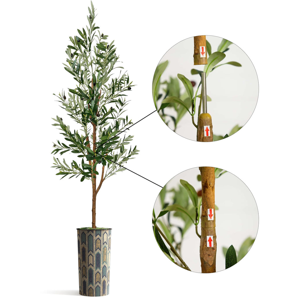 Artificial Tree in Modern Polygon Pattern Effect Planter, Fake Olive Silk Tree for Indoor and Outdoor Home Decoration