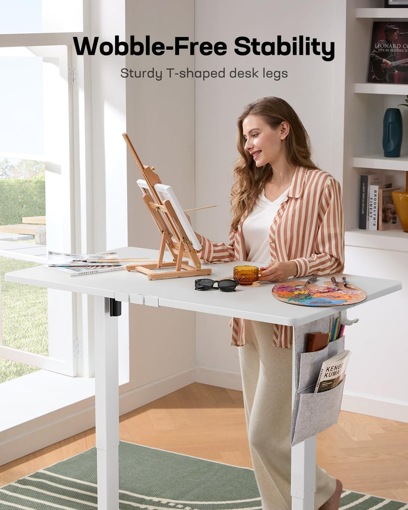 55x28 Electric Standing Desk - Adjustable Height Computer Desk with Memory Presets, Storage Bag & Cable Management &