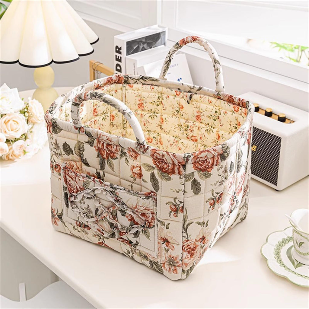Boho Fabric Storage Basket, Large Capacity Laundry Basket, 12.2'' x 10.23'' x 10.23'' Collapsible Laundry Hamper with