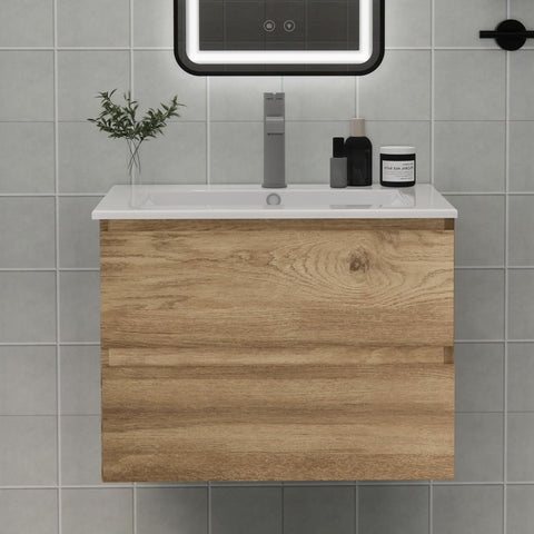 Wall-Mounted Bathroom Vanity with Sink and 2 Soft-Close Drawers