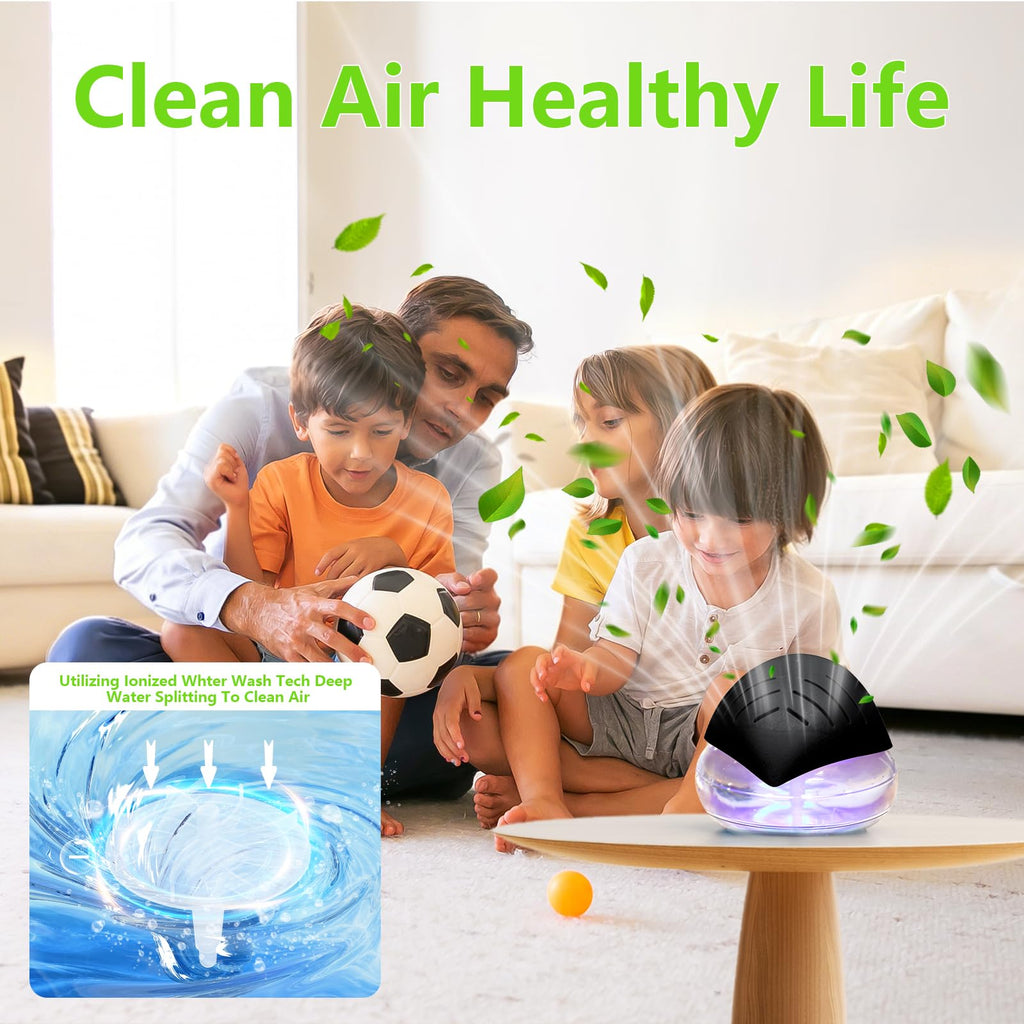 Water Filter Air Washer, Air Cleaner Water Air Purifier with 6x10ml Essential Oil Diffuser & Humidifier, Rainbow Air