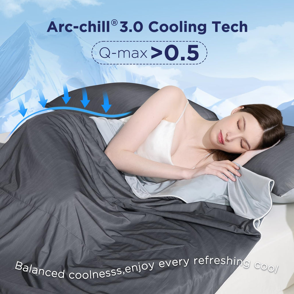 Cooling Comforter Queen Size, Ultra Lightweight, 90" x 90", Grey