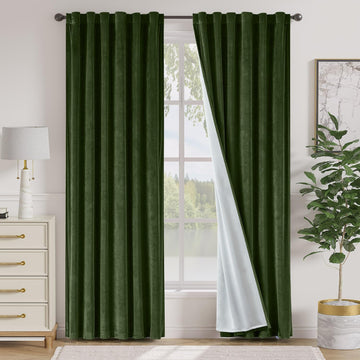 Blackout Moss Earthy Curtains Luxury Back Tab 52×84 Inch 2 Panels