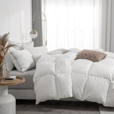Organic Full Feathers Down Comforter - All Seasons 100% Cotton Quilted Duvet Insert