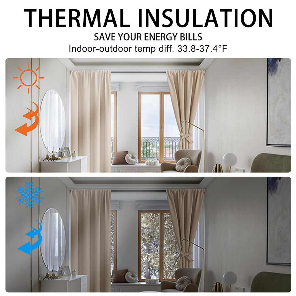 Short Blackout Curtains for Small Window - Cafe Room Darkening Privacy Thermal Insulated Half Window Curtains Tiers