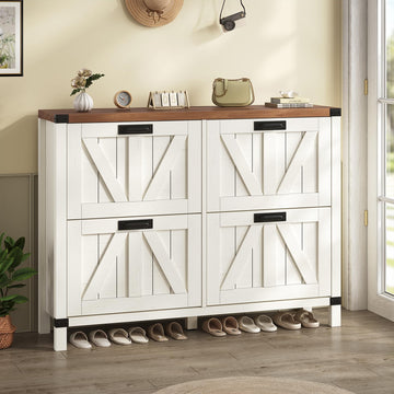 47" Farmhouse Shoe Cabinet with 4 Flip Drawers