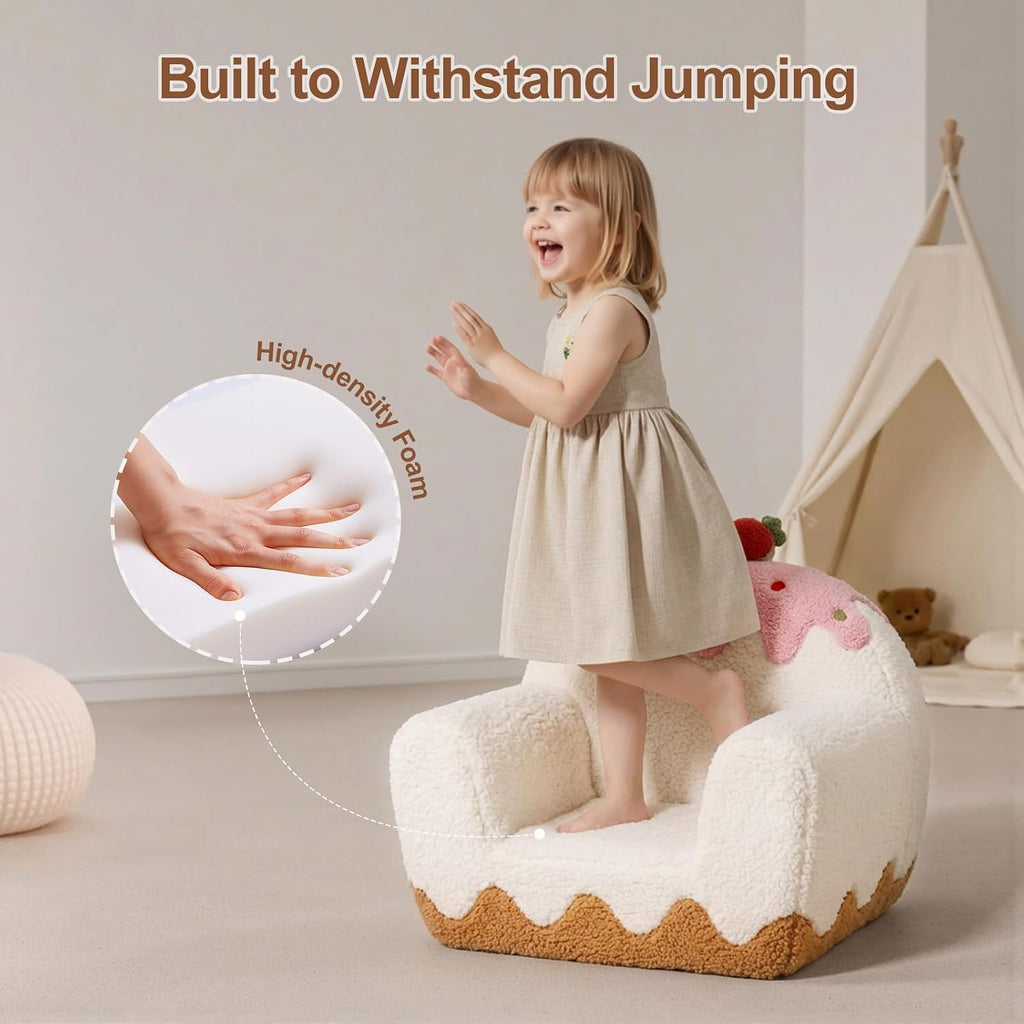 Kids Chair Comfy for Girls 1-6 Years Old, Soft Sherpa Toddler Sofa