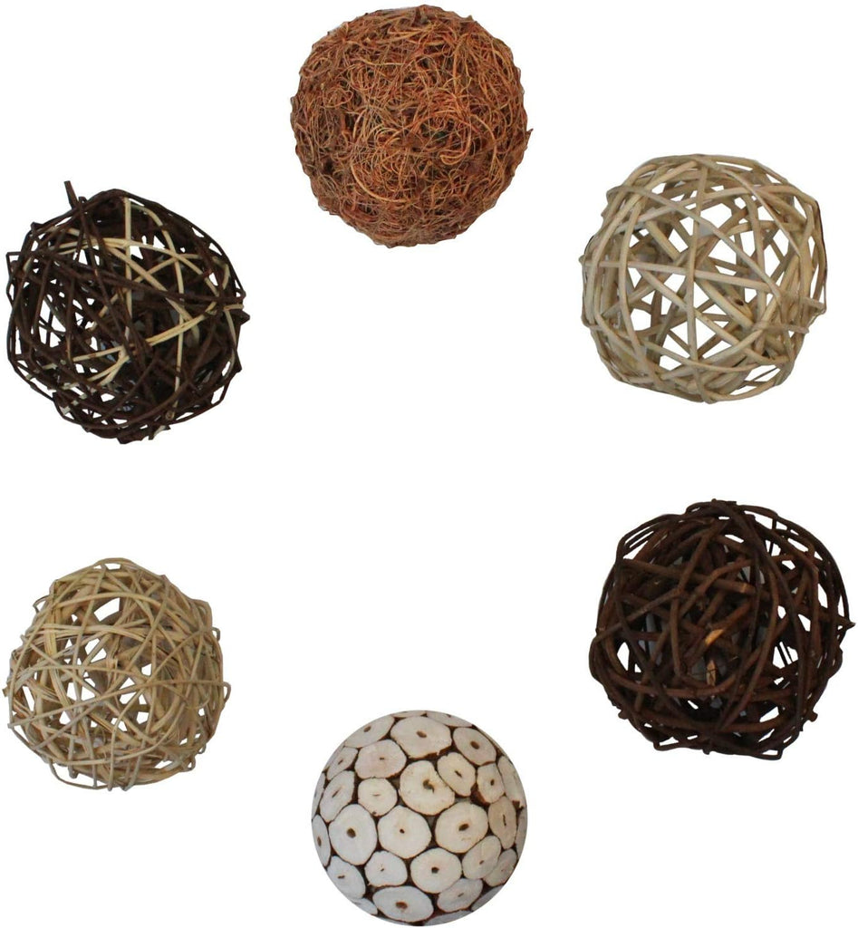 Decorative Balls for Bowls and Decorative Balls for Centerpiece Bowl Fillers, Assorted Rattan Wicker Balls Orb - Set of 6