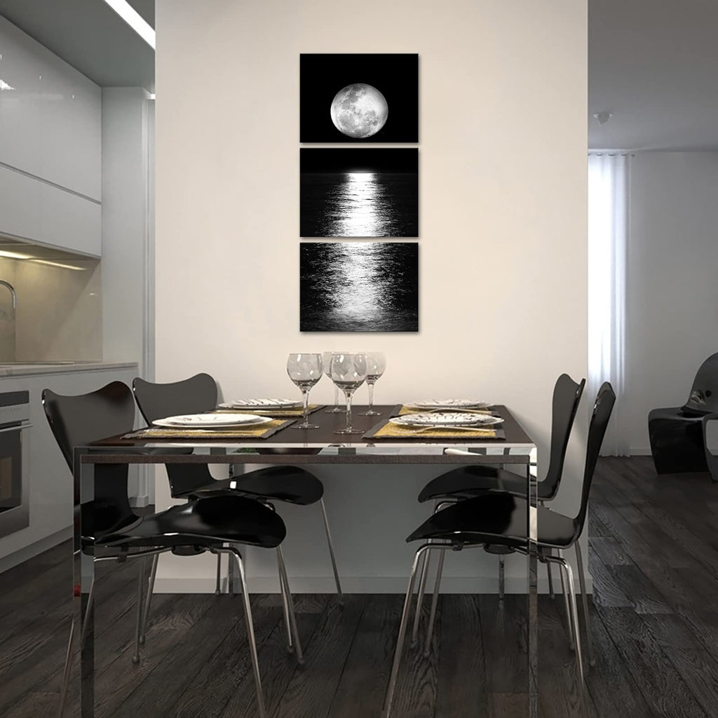 3 Pieces Full Moon Phase Vertical Wall Art