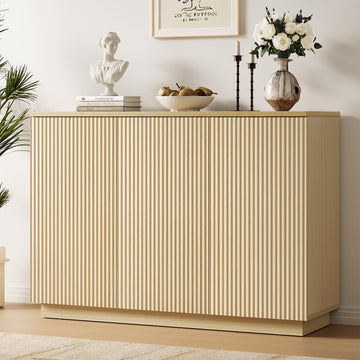 Sideboard Buffet Cabinet with Storage - 47" Fluted Coffee Bar Cabinets Credenza with Adjustable Shelves, Accent