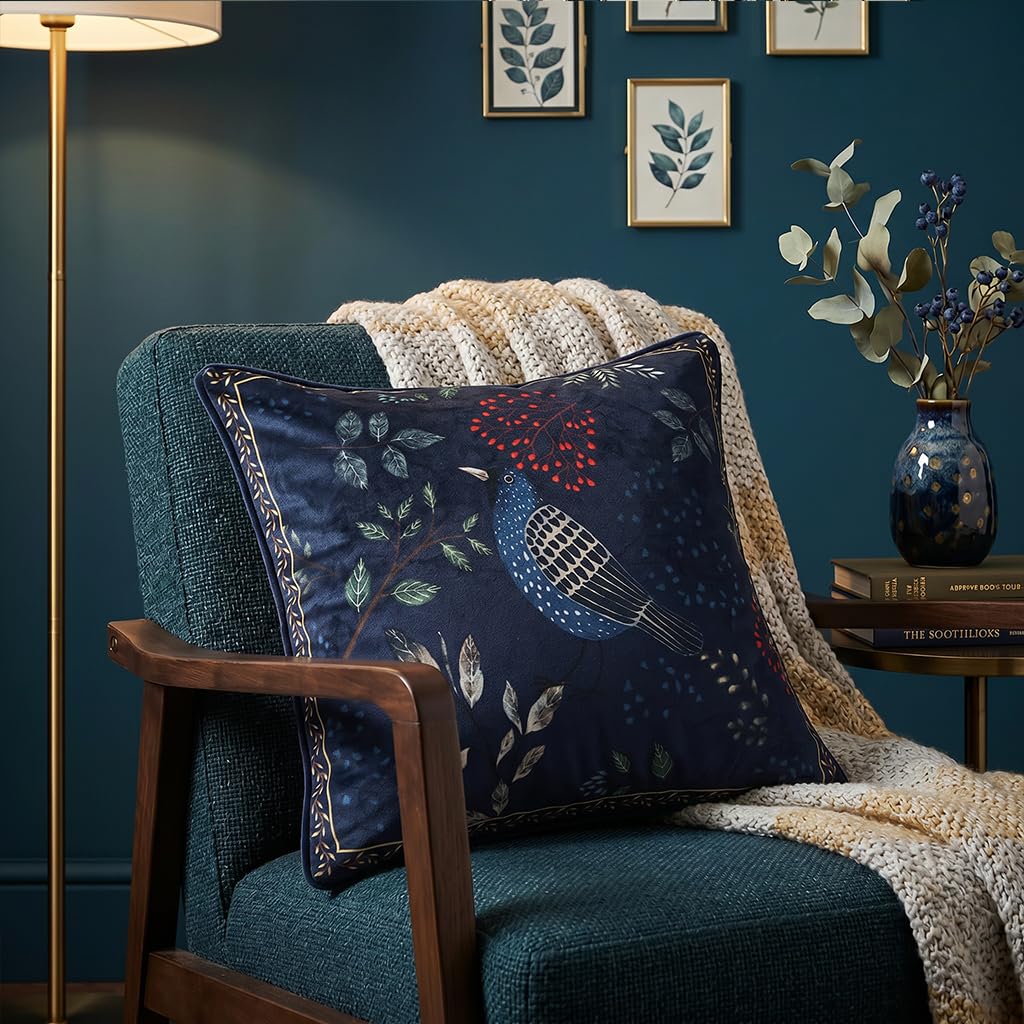French Velvet Vintage Throw Pillow Cover, Set of 2, 18"x18"