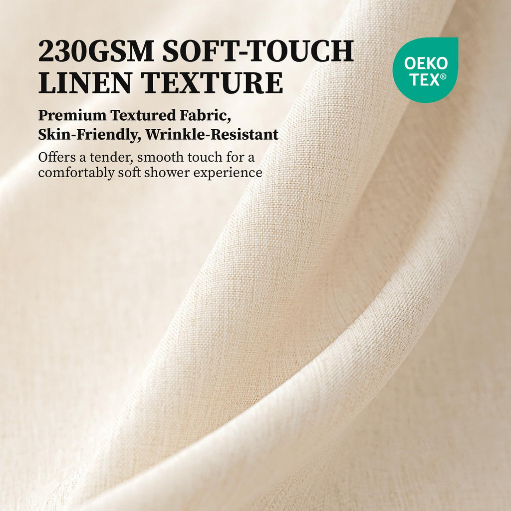 72x90 Linen Textured Waterproof Fabric Set, Beige/Cream