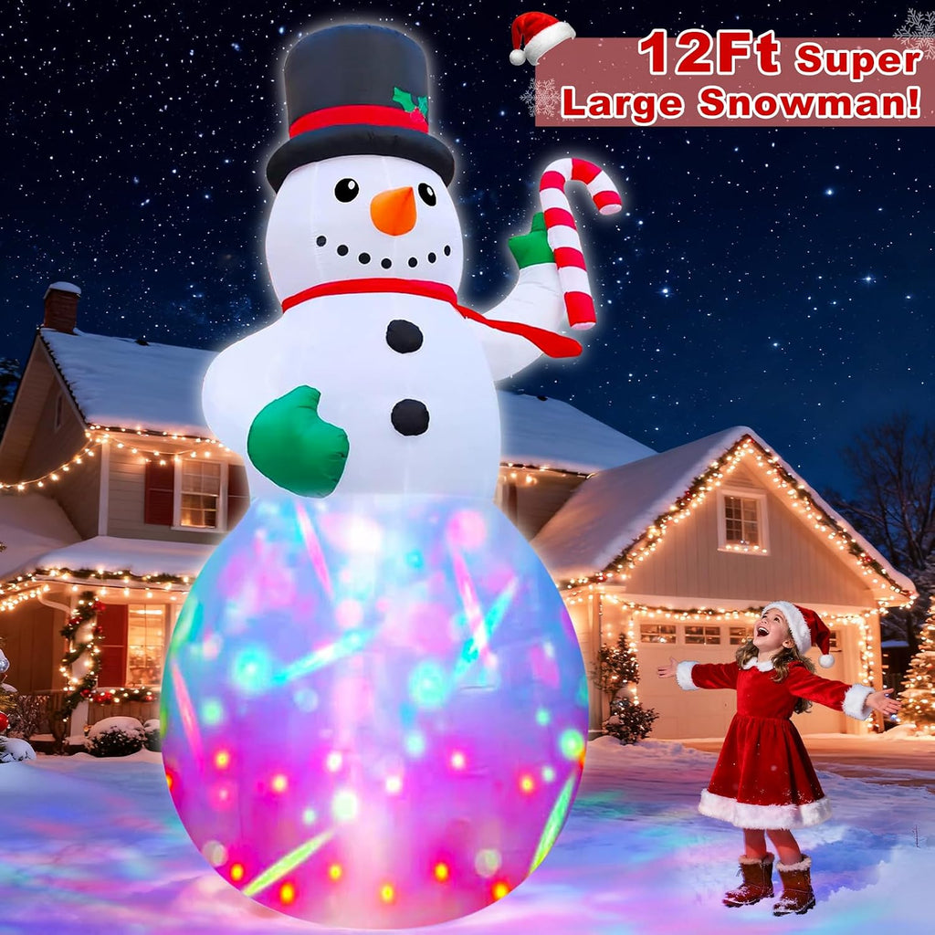 12 Ft by 6 Ft Giant Christmas Inflatables Snowman Outdoor Decorations