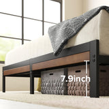 Kai Bamboo and Metal Platform Bed Frame with Headboard, No Box Spring Needed, Easy Assembly, Queen, Brown