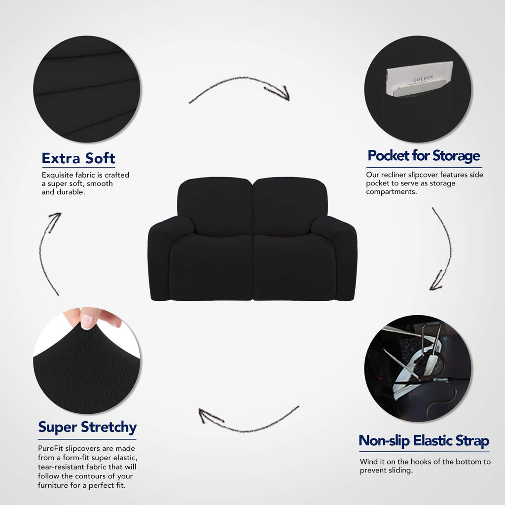 Super Stretch Loveseat Recliner Sofa Couch Cover with Pocket