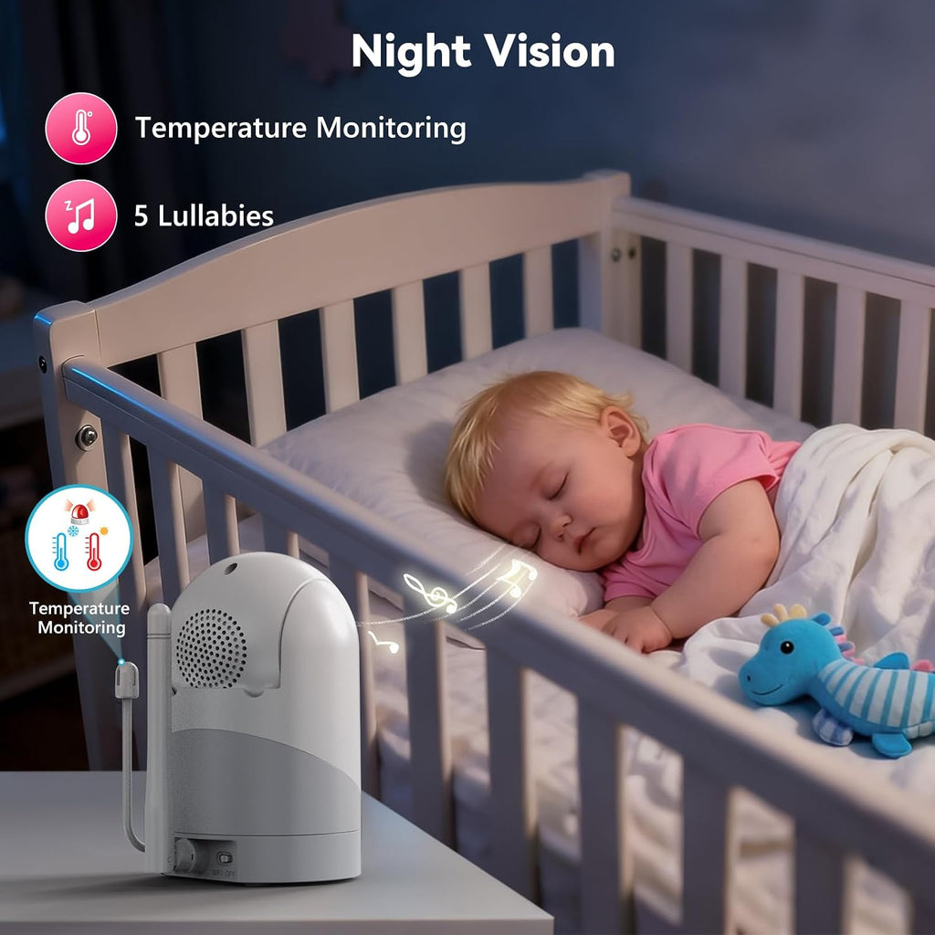 Monitor,5" Video Baby Monitor with 720P Camera,WiFi Audio Monitor with Remote PTZ,Night Vision, Way Talk,Sleep