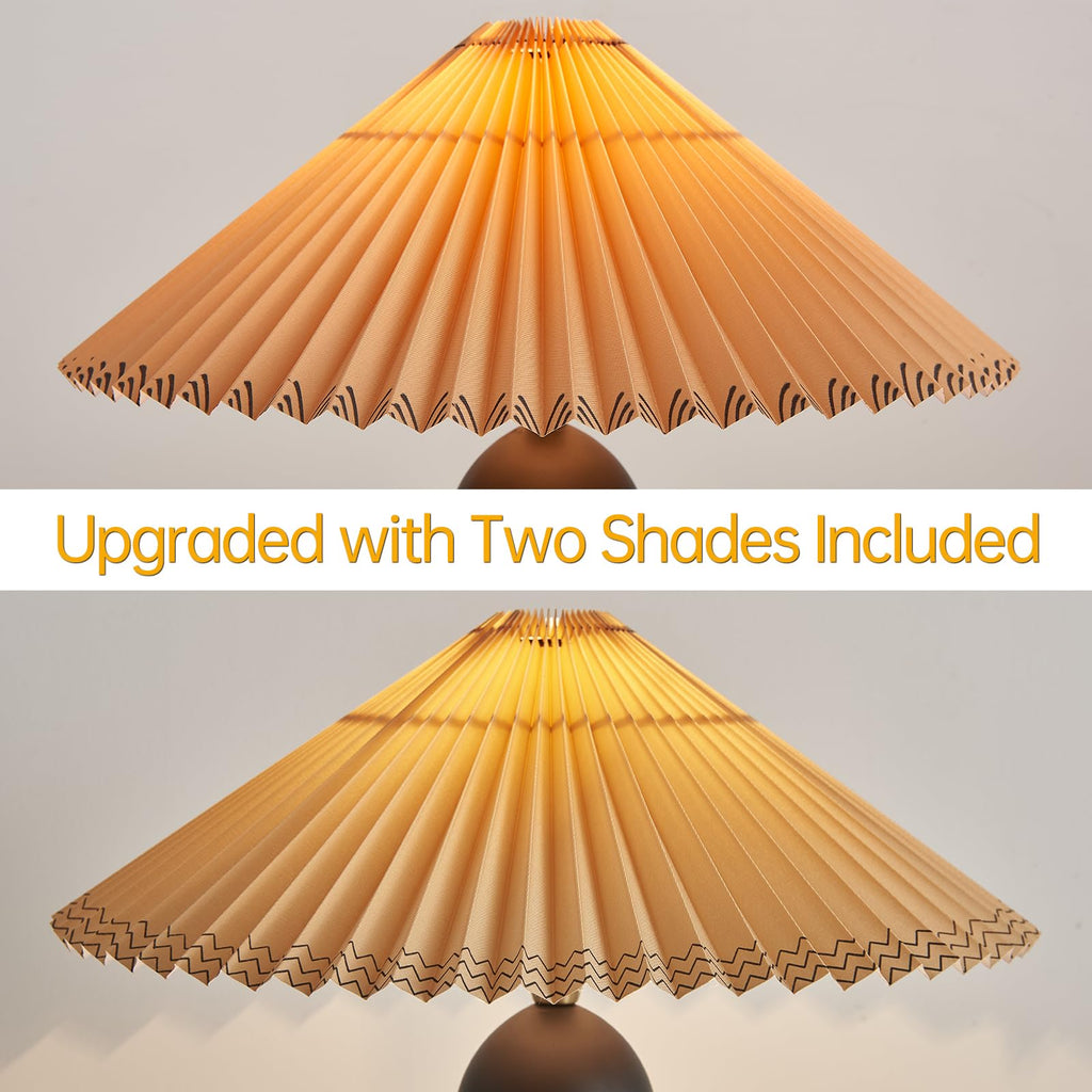 Japandi Zen Table Lamp, Black Solid Wood Tripod, Pleated Umbrella Shade