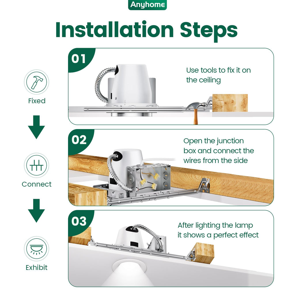 4 Inch Recessed Lighting Housing 6 Pack, New Construction