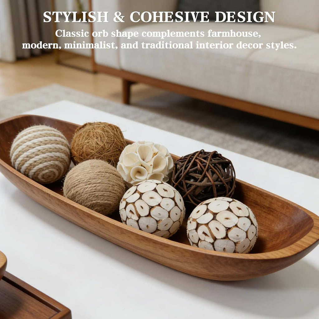 2.5 Inch Decorative Balls & Orbs Bowl Filler Decor, Table Centerpiece & Dough Bowl Vase Decor - Set of 6