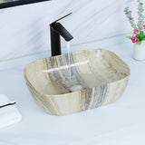 Davivy 18.3"×13" Marbling Rectangle Bathroom Vessel Sink with Pop Up Drain,Nordic Ceramic Vessel Sinks,Bathroom Sinks