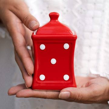 To Cottage Handmade Small 5.3oz/150ml Ceramic Kitchen Herb, Spice, Storage Jar with Lid, Pottery Canister