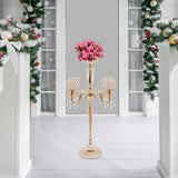 Gold/Sliver 5 Arm Crystal Floor Candelabra Wedding Table Centerpieces,35 Inches Tall Candlesticks Candle Holder Stand