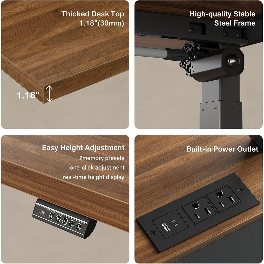 71" Executive Standing Desk with Privacy Panel, Black Walnut