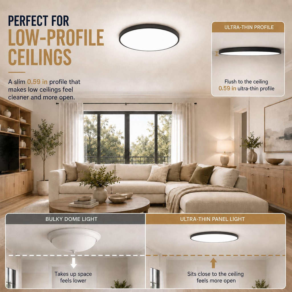 6-Pack 12 Inch Dimmable LED Flush Mount Ceiling Light 5CCT Selectable, 28W Super Slim 0.59"