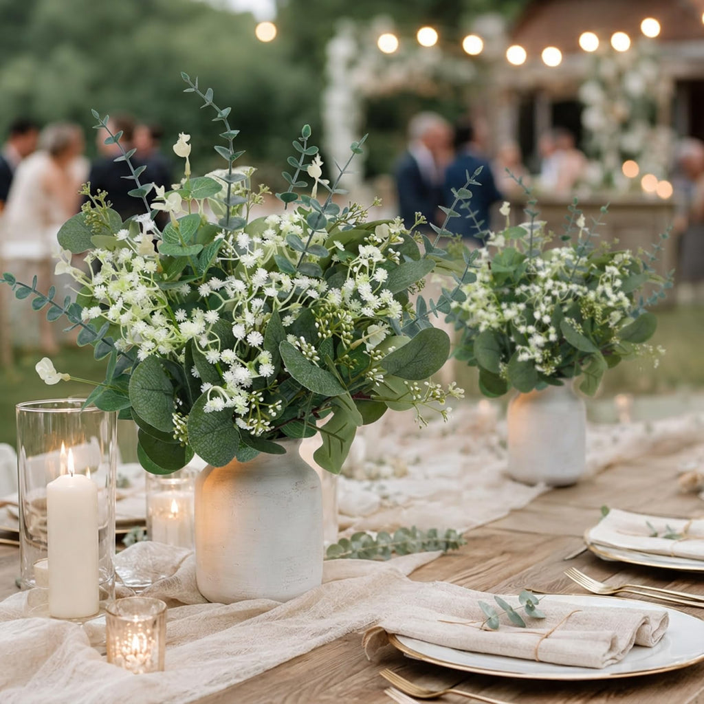 150Pcs Artificial Greenery Stems Eucalyptus & Baby's Breath Flowers