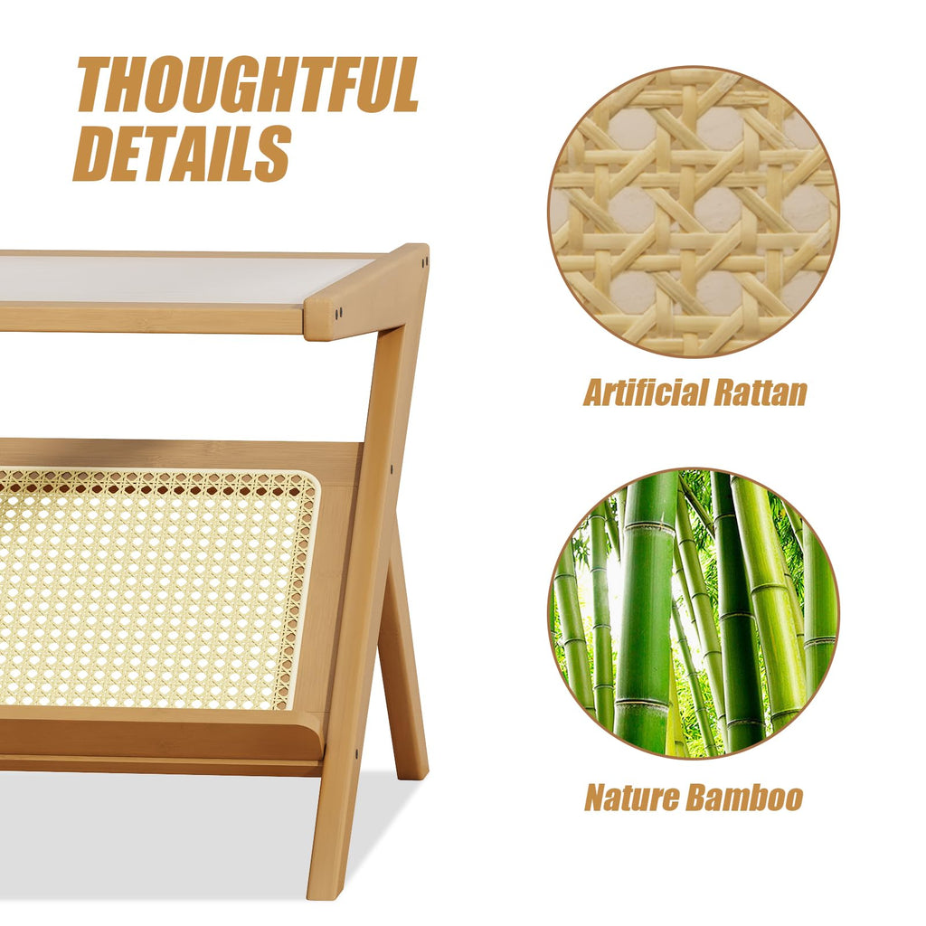 Rattan Coffee Table Mid-Century Modern Coffee Table BambooTable
