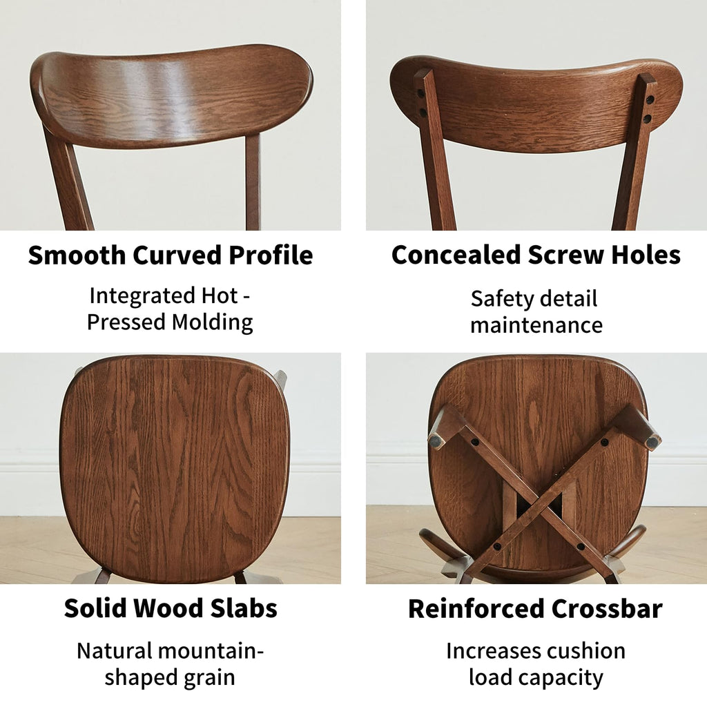 Walnut Dining Chairs Set of 2, Solid Oak Wood