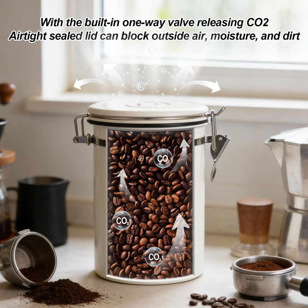 22OZ Airtight Stainless Steel Coffee Canister with Date Tracker