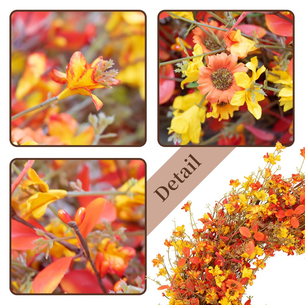 22 Inch Fall Wreaths for Front Door Boho Fall Wreath Autumn Wreath