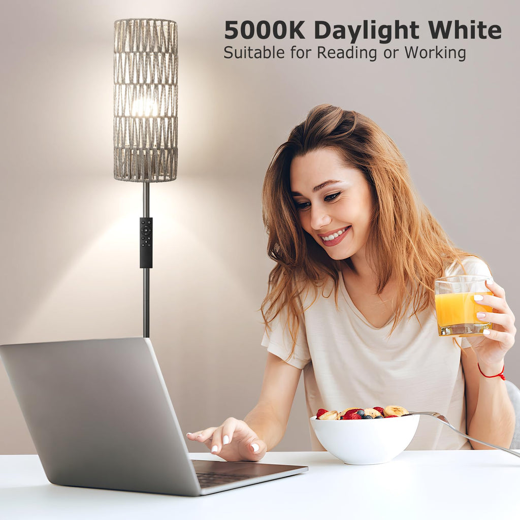 64'' Floor Lamps with Remote Control and Stepless Dimmable Colors Temperature & Brightness, Boho Grey Standing Lamp