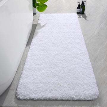 Luxury Long Bathroom Runner Rug, Non Slip Bath Mat, 24x60 Inch White